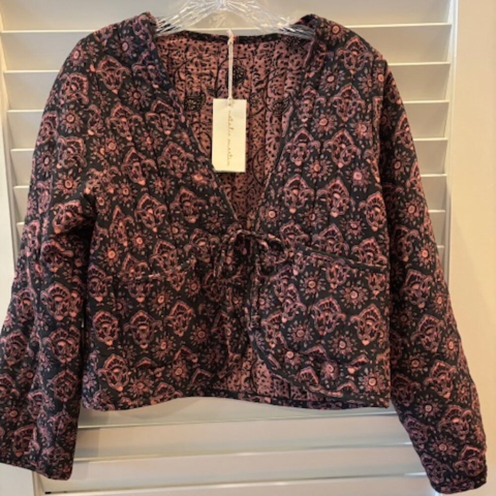 NWT NATALIE MARTIN Saskia Reversible Jacket~FLEUR-DE-LIS Black~S